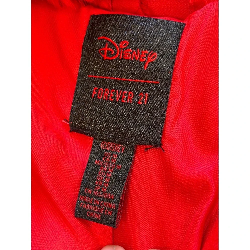 Disney Forever 21 Red Faux Fur Mickey Mouse Ear Hooded Cropped Jacket Womens M - Picture 8 of 8